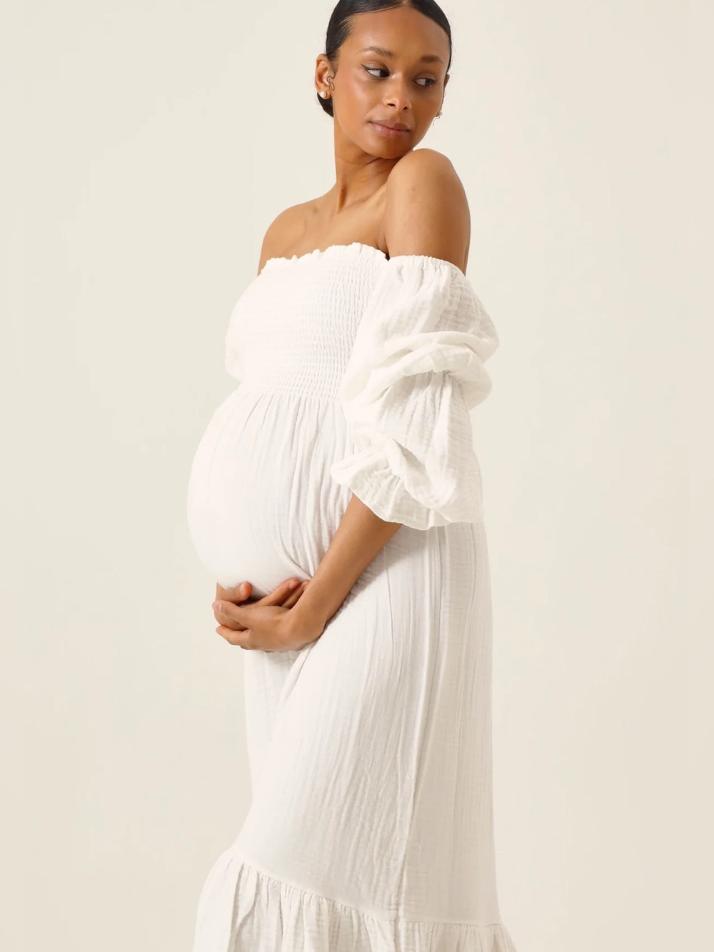 NWT New YUKI Off-Shoulder White Midi Dress